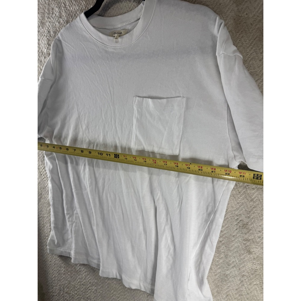 Madewell Womens White Cotton Crewneck Pocket T-Shirt Relaxed Fit Size M 2046 - Picture 6 of 8
